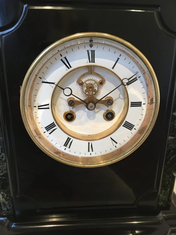 Zwart Marmeren Pendule met zichtbaar anker - Afbeelding 3