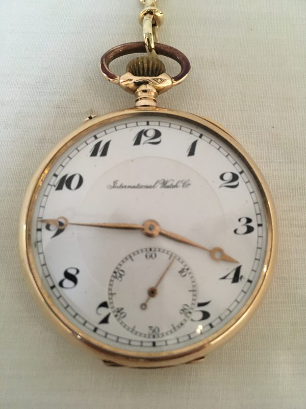 IWC 14 Krt. gouden heren zakhorloge met ketting - Afbeelding 9