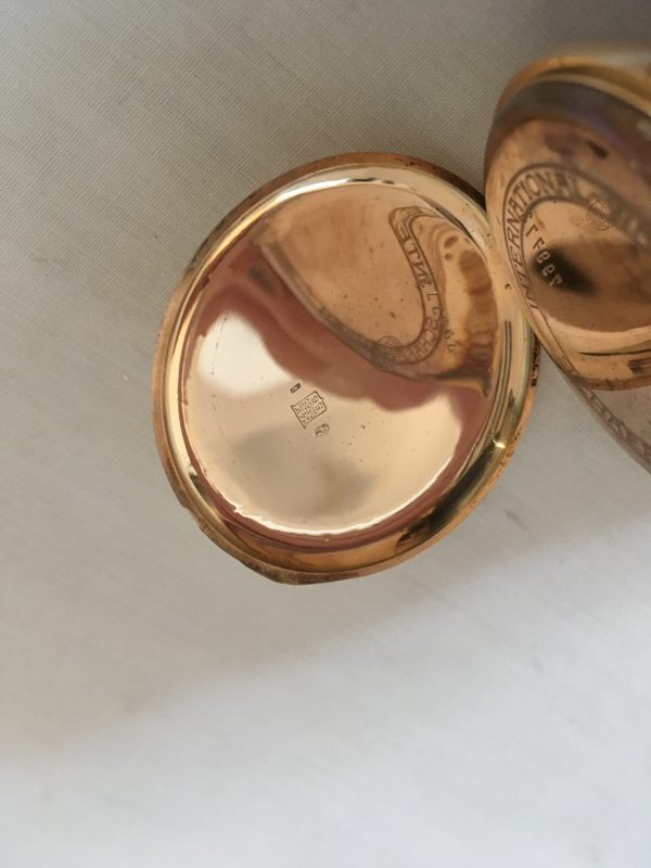 IWC 14 Krt. gouden heren zakhorloge met ketting - Afbeelding 6