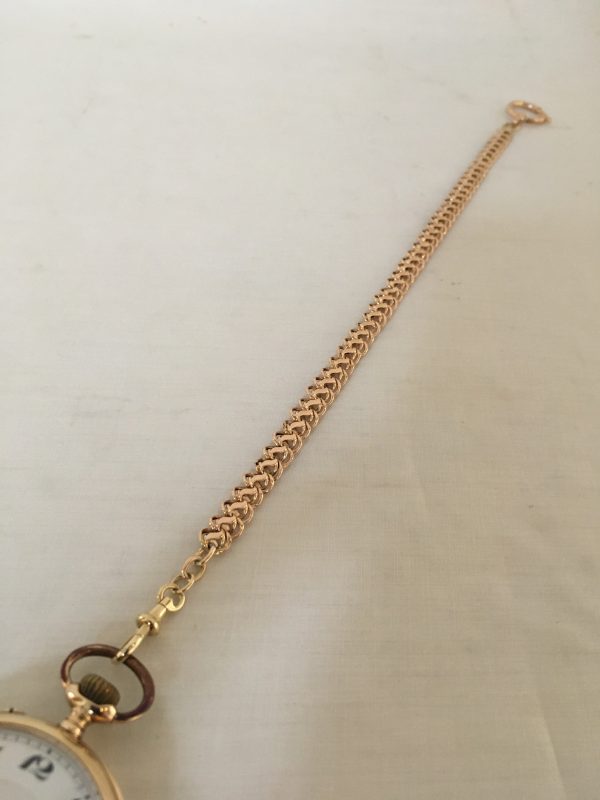 IWC 14 Krt. gouden heren zakhorloge met ketting - Afbeelding 8